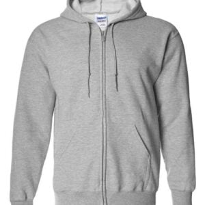 Sweatshirt -Full ZIP Hooded - With DTF School Logo-ADULT-GREY